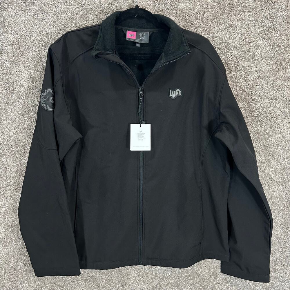 Lyft Jacket Womens 2XL‎ Black Full Zip 1K Driver Soft Shell Stretch Fleece Lined
